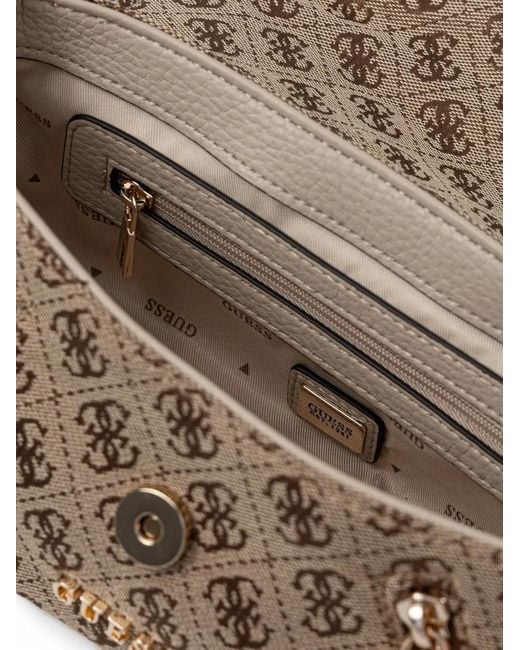 Guess Brown Jessa Monogram-Print Crossbody Bag
