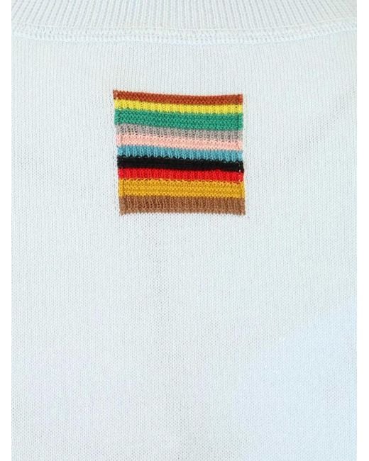 Paul Smith Blue Round-Neck Striped-Detail T-Shirt for men