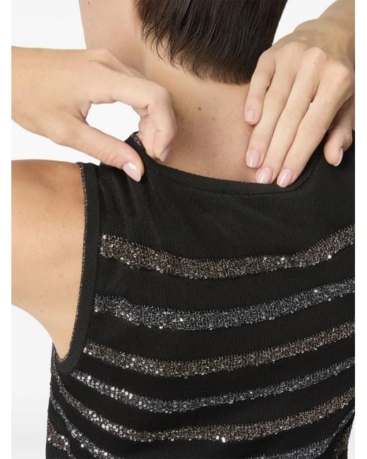 Missoni Black Striped Sequin-Embellished Mini Knitted Dress