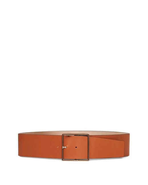 Max Mara Brown Square-Buckle Leather Belt