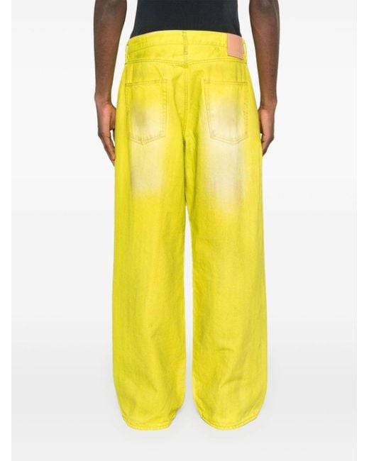 Acne Low Waist Jeans Met Wijde Pijpen in het Yellow voor heren