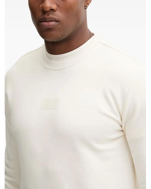 EA7 White Crew-Neck Sweatshirt for men