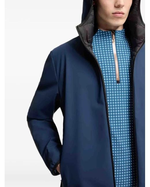 Moncler Blue Hooded Logo-Patch Jacket for men