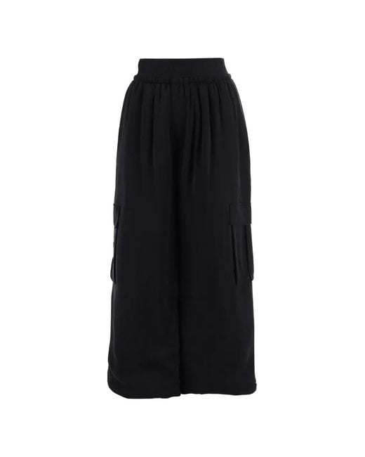 ALAINPAUL Black Wide-Leg Cargo Trousers