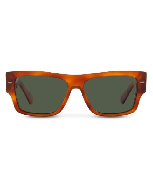 Dolce & Gabbana Brown Tortoiseshell-effect Rectangle-frame Sunglasses for men