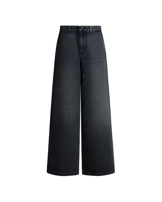 12 STOREEZ Blue 433 Belt-Loops Wide-Leg Jeans