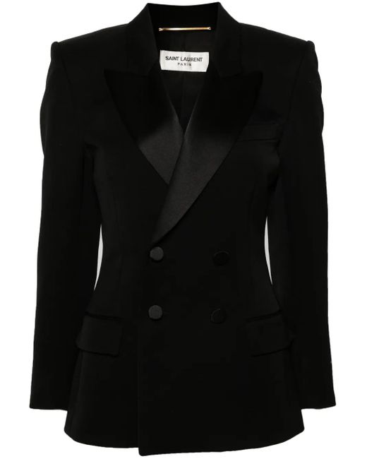 Saint Laurent ピークドラペル ダブルジャケット Black