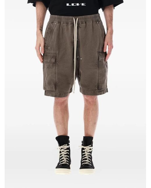 Rick Owens Gray Drawstring-Waist Cargo Shorts for men