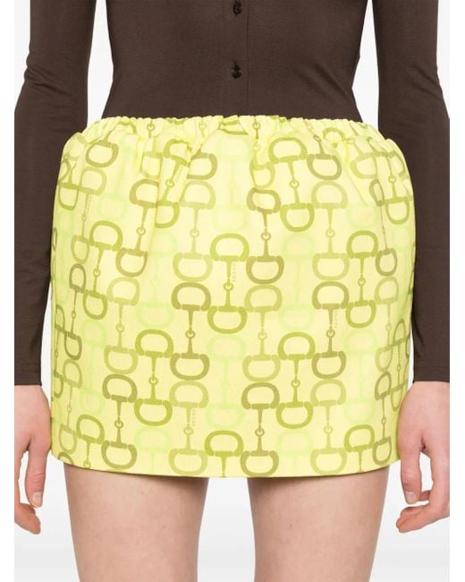 Gucci Yellow Printed Cotton Mini Skirt