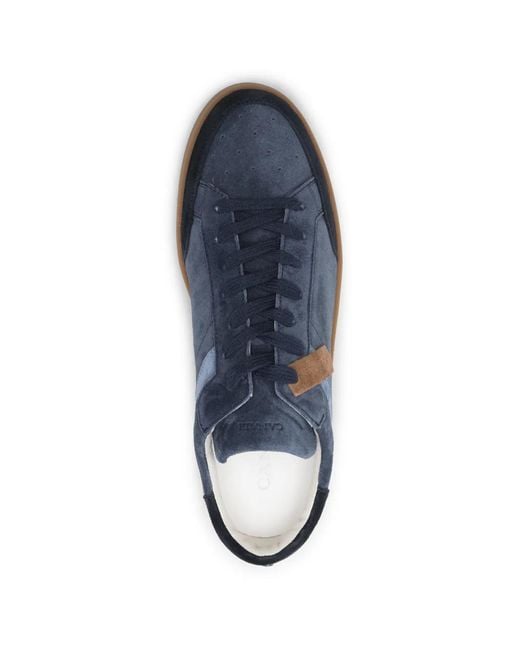 Canali Blue Suede Panelled Sneakers for men