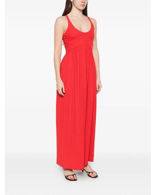 Sportmax Red Panino Scoop-Neck Maxi Dress