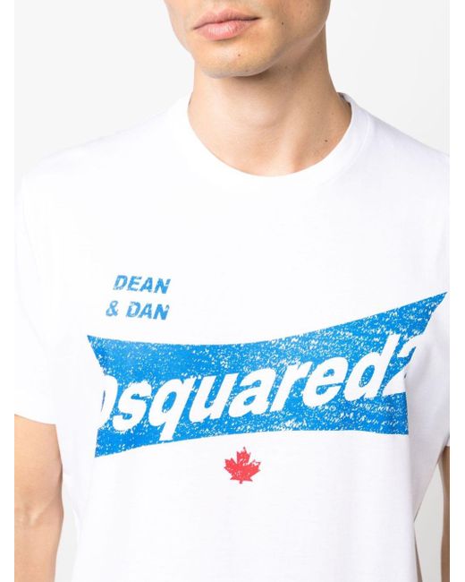 DSquared² Blue Logo-print Cotton T-shirt for men