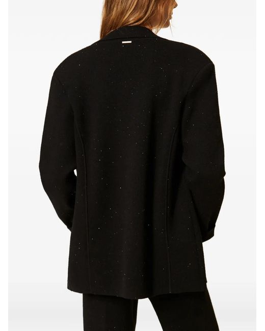 Twinset Black Knit Jacket With Sequins