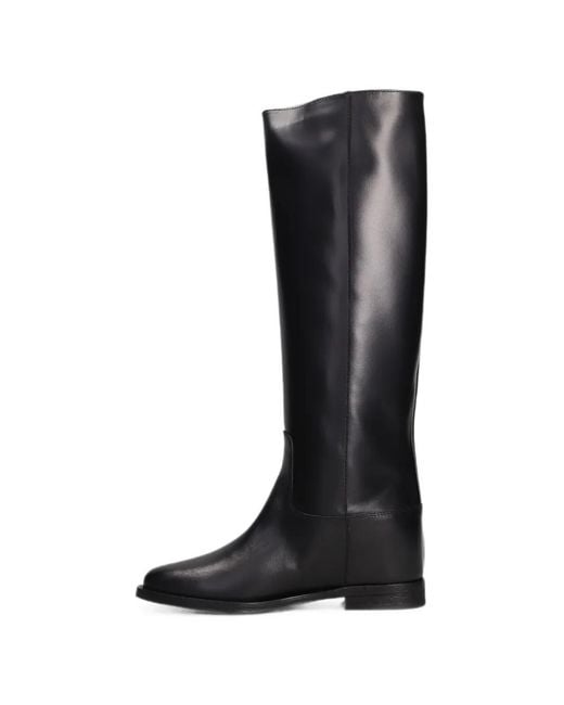 Via Roma 15 Black Zip-Fastening Buckle-Detail Knee-High Boots