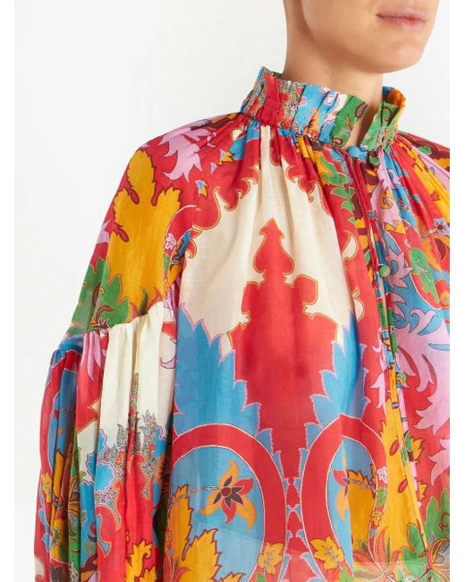 Etro コットン&シルクボイルブラウス Red