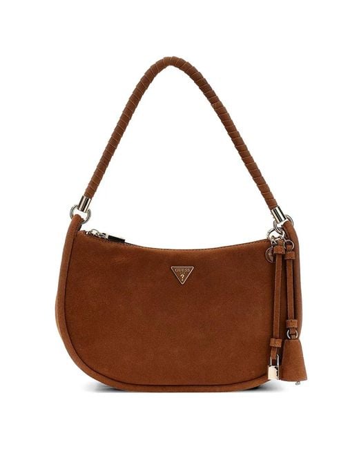 Guess Brown Danya Suede Shoulder Bag