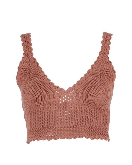 Ermanno Scervino Pink Crochet-Knit Scalloped-Edge Top