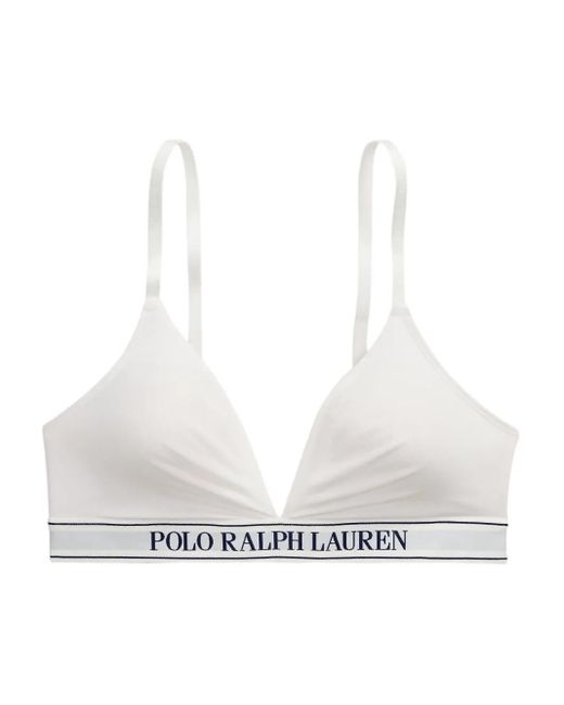 Polo Ralph Lauren White Logo-Trim Bralette