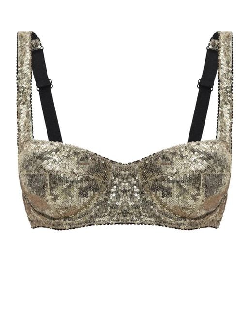 Dolce & Gabbana Gray Sequin Bra