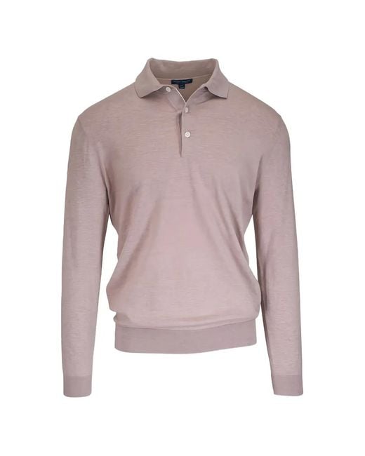 Peter Millar Pink Long-Sleeve Polo Shirt for men
