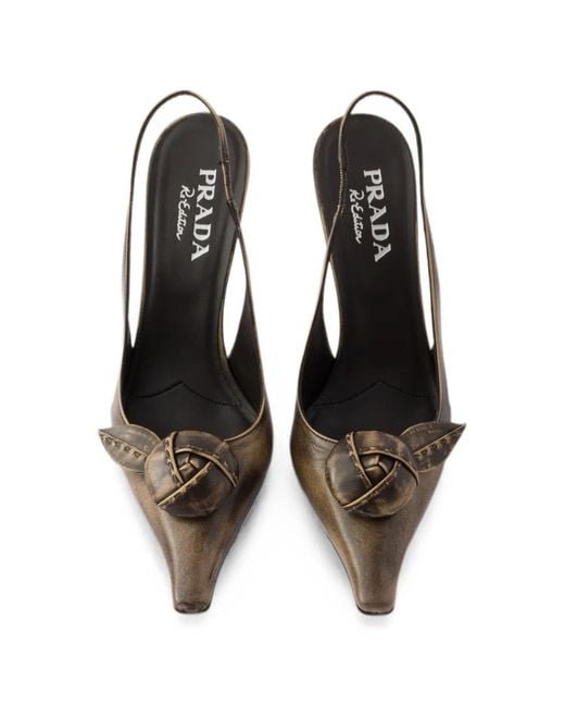 Prada Metallic Leather Slingback Pumps