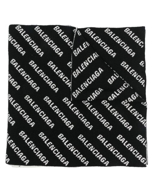 Balenciaga ウール ジャカードロゴ スカーフ カラー: ブラック | Lyst