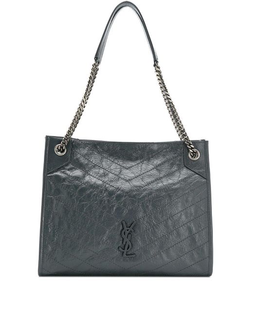 Saint Laurent Gray Niki Quilted Tote Bag