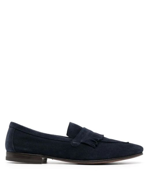 Henderson Blue Fringe-Detail Suede Loafers for men