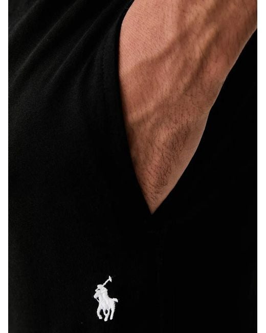 Polo Ralph Lauren Black Drawstring Cuffed-Hem Pajama Bottoms for men