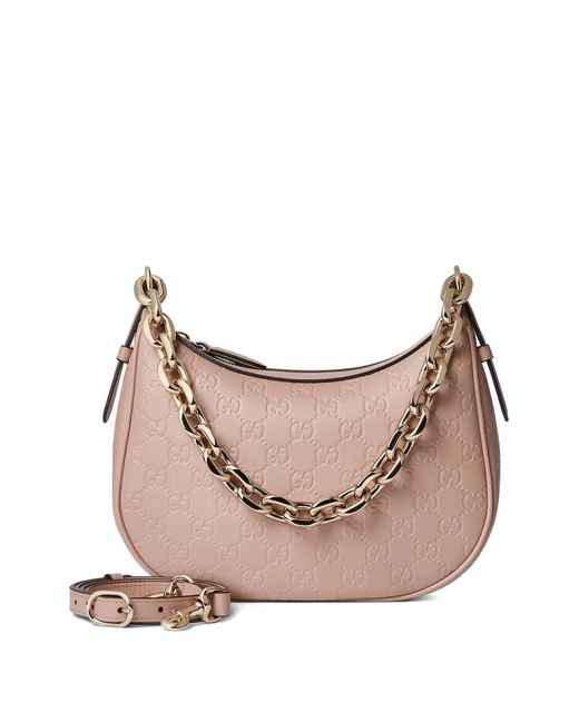 Gucci Pink Medium Logo-Pattern Chain Shoulder Bag
