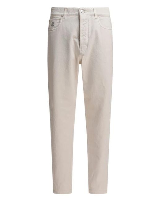 Pantalon En Coton À Logo Brodé Brunello Cucinelli pour homme en coloris Gray