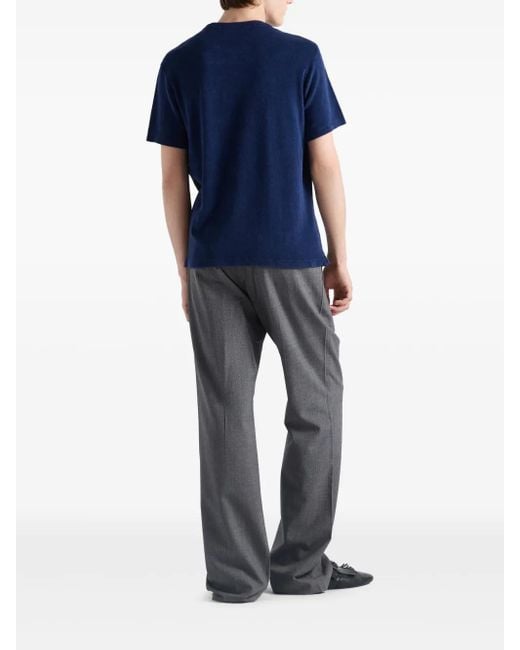 Prada Blue Terry Towelling T-Shirt for men