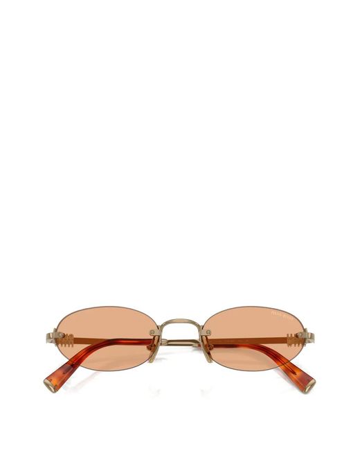 Miu Miu Natural Oval-Frame Sunglasses