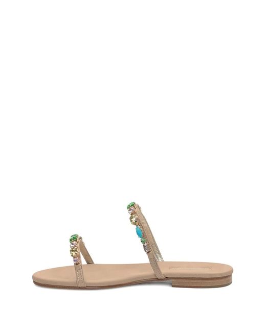 Emanuela Caruso White Crystal-Embellished Sandals
