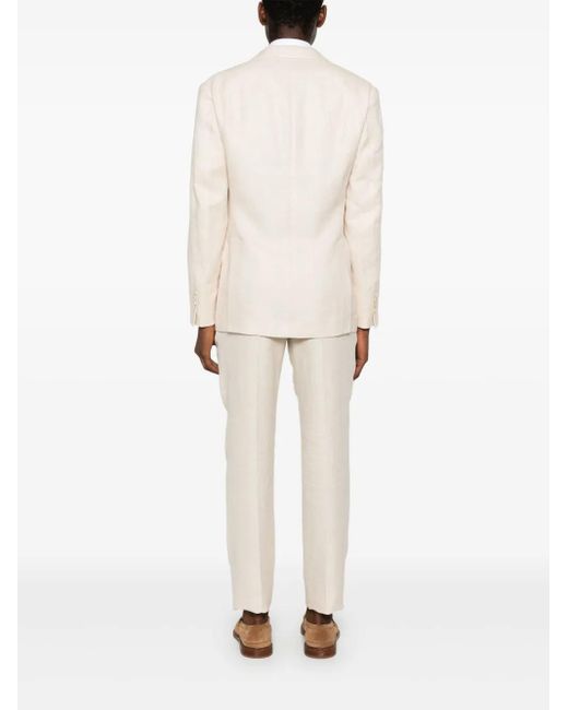 Brunello Cucinelli White Single-Breasted Linen-Blend Suit for men