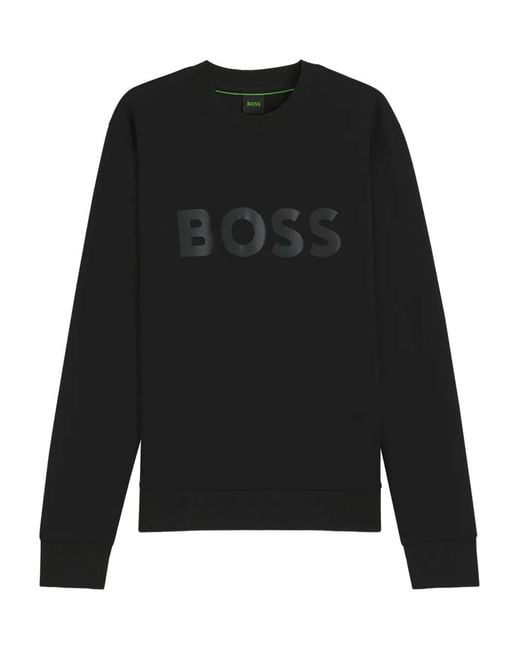 Boss Black Logo-Print Crew-Neck Sweatshirt for men