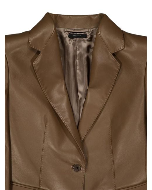 Tom Ford Brown Guanteria-Leather Single-Breasted Jacket