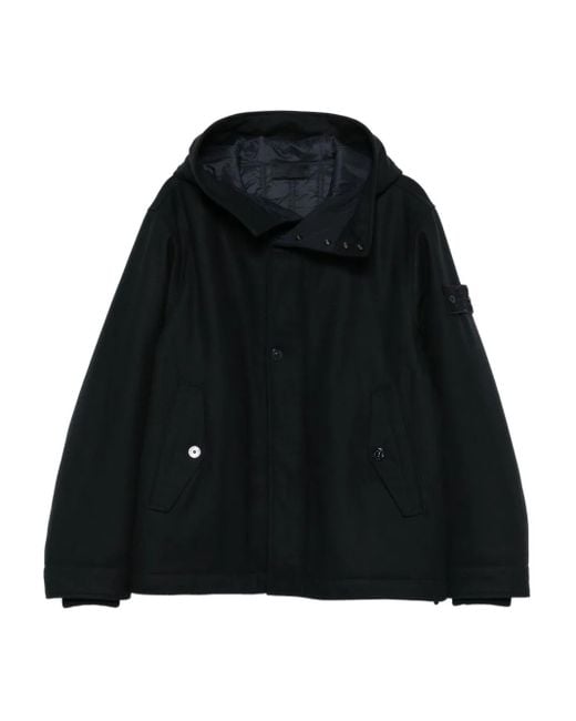 メンズ Stone Island フーデッド ジャケット Black