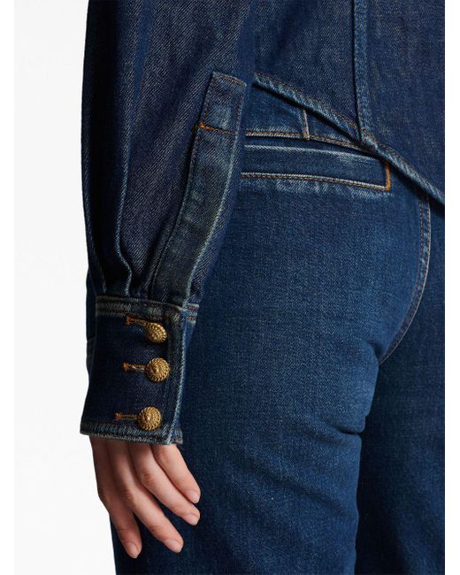 Balmain Blue Jeanshemd mit Schleifenkragen