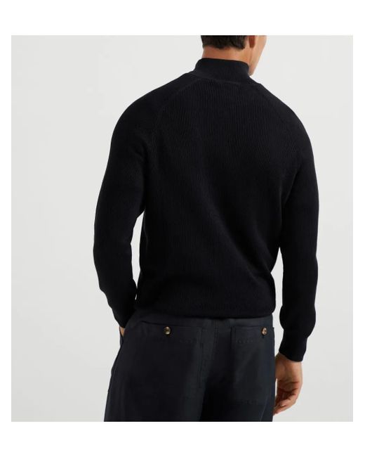 Brunello Cucinelli Pullover Aus Baumwolle in Blue für Herren