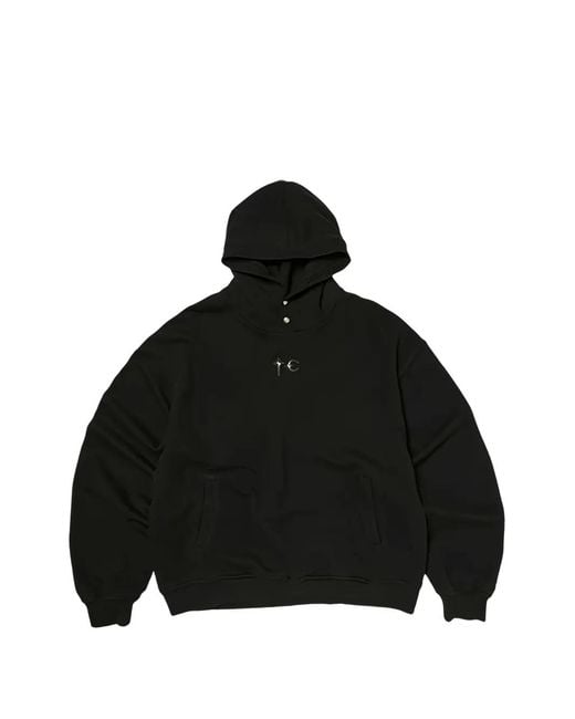 THUG CLUB Black Logo-Detail Long-Sleeve Hoodie for men
