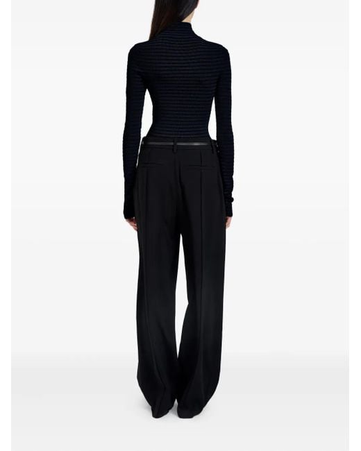 Proenza Schouler Blue Didi Striped Velvet Top