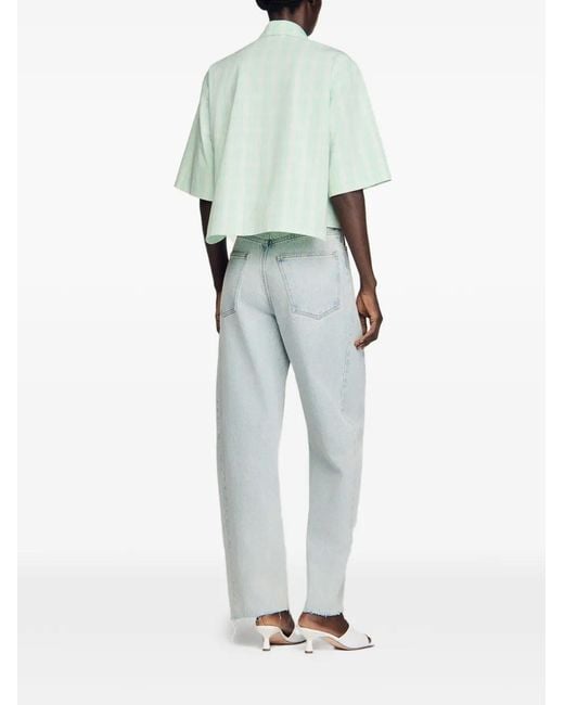Sandro Green Short Checked Shirt