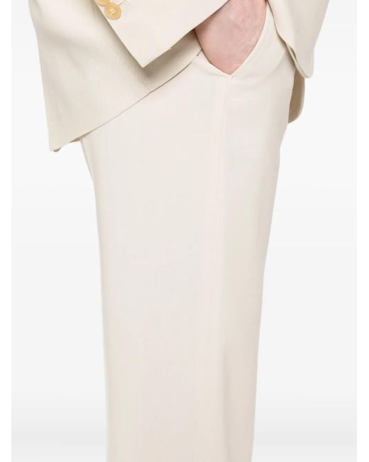 Forte Forte White Pleated Straight-Leg Trousers