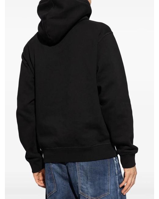 DSquared² Black Logo-Print Cotton Hoodie for men