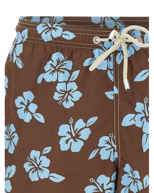 Mc2 Saint Barth White Lighting Tiki Hibiscus-Print Swim Shorts for men