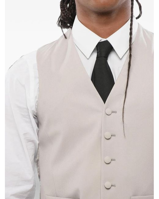 Corneliani White Button-Up Jetted-Pockets Waistcoat for men