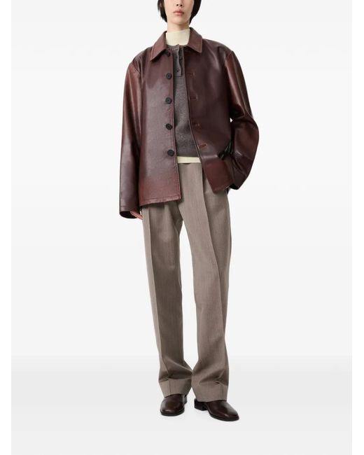 Studio Nicholson Brown Landau Leather Jacket