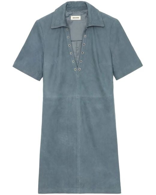 Zadig & Voltaire Blue Leather Mini Dress