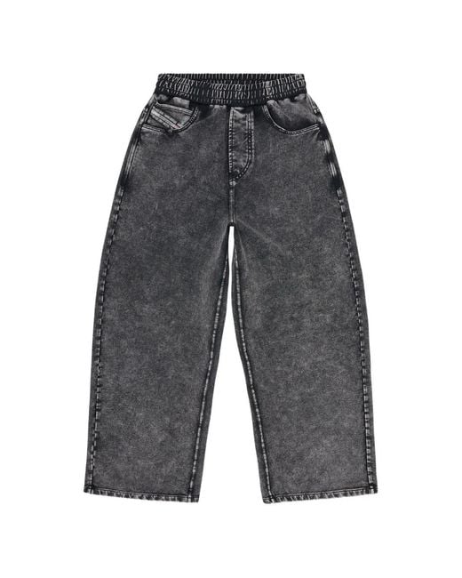 DIESEL Gray Sweatpants With Denim Effect